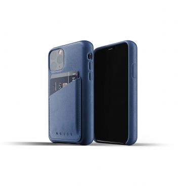 MUJJO Full Leather Wallet Case pro iPhone 11 Pro - modrý