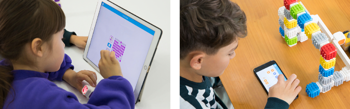 Děti programují své Cubroid výtvory v mobilu a na tabletu