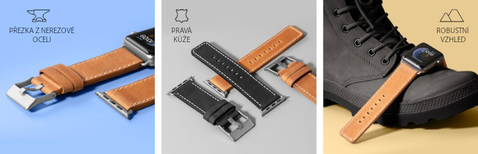 LAUT Safari – kožený řemínek na Apple Watch 42/44 mm