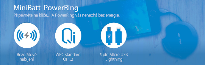 Vlastnosti bezdrátové nabíječky na mobily PowerRing - Qi 1.2, bezdrátové nabíjení, Micro USB a Lightning konektor