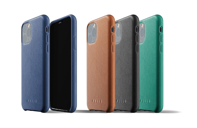 MUJJO Full Leather Case pro iPhone 11 Pro - kožený kryt na iPhone 11 Pro v modré, černé, zelené a hnědožluté barvě